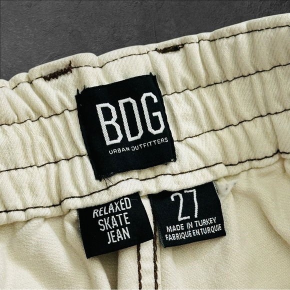 Urban Outfitters BDG Relaxed Skate Cargo Jean 27 Off‎ White Ivory Baggy Utility - Picture 6 of 12